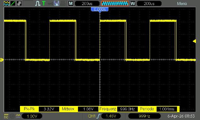 Oscilloscope showing 999Hz